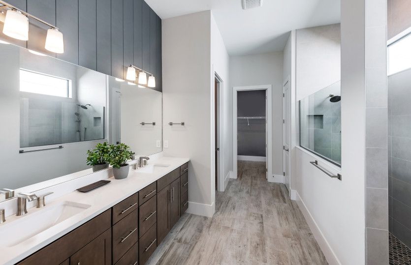 Dual sink vanity in the owner's bath