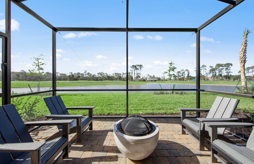 Screened-in lanai with water views