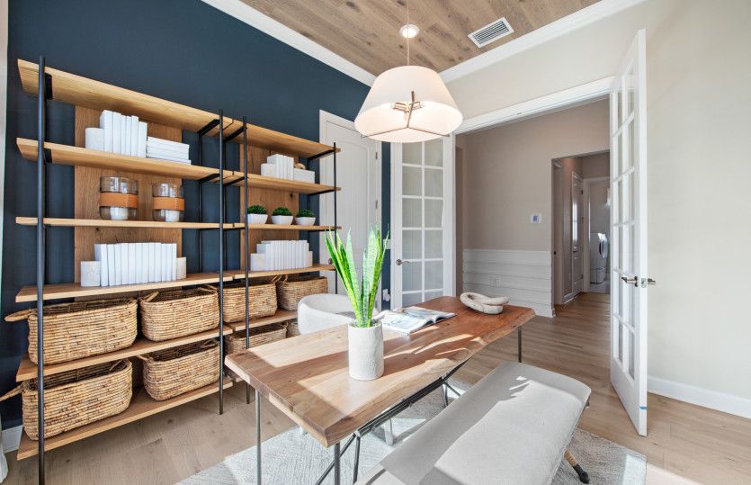 Flex room with french doors perfect for a home office or den