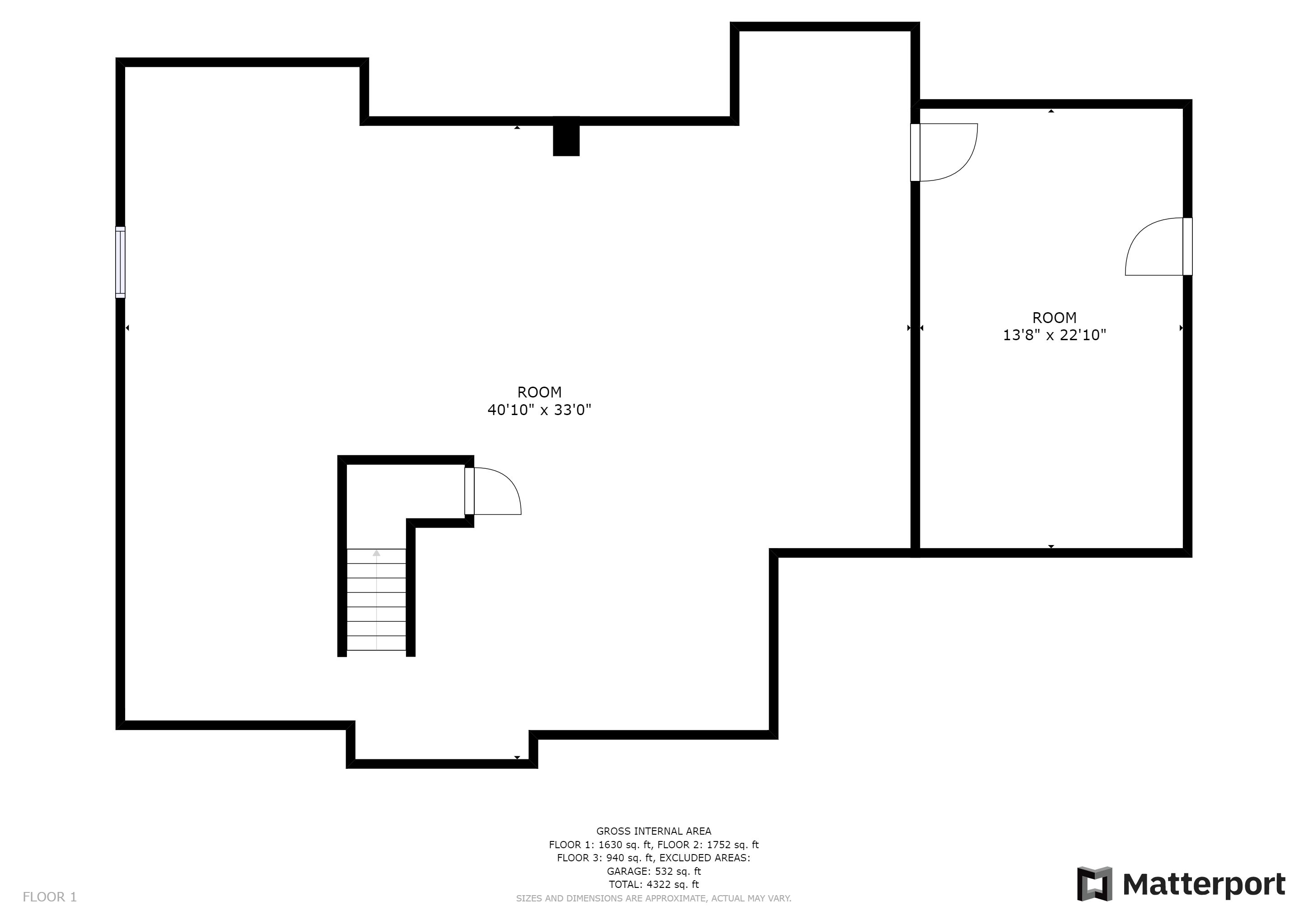 Unfinished with utility room
