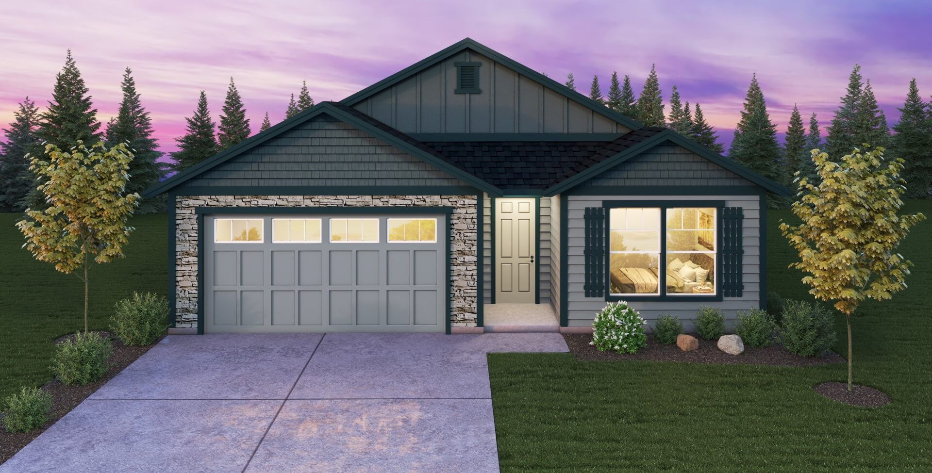 Plan 1549: Elevation 2 w/Stone