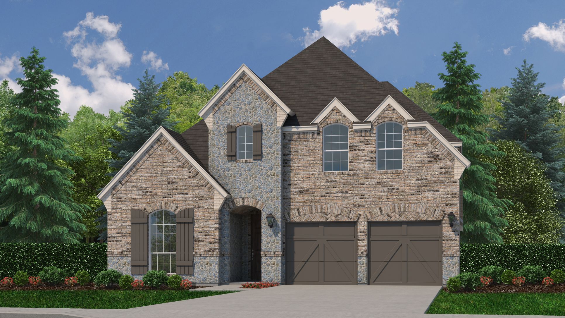 Exterior:Plan 1135 Elevation C with Stone