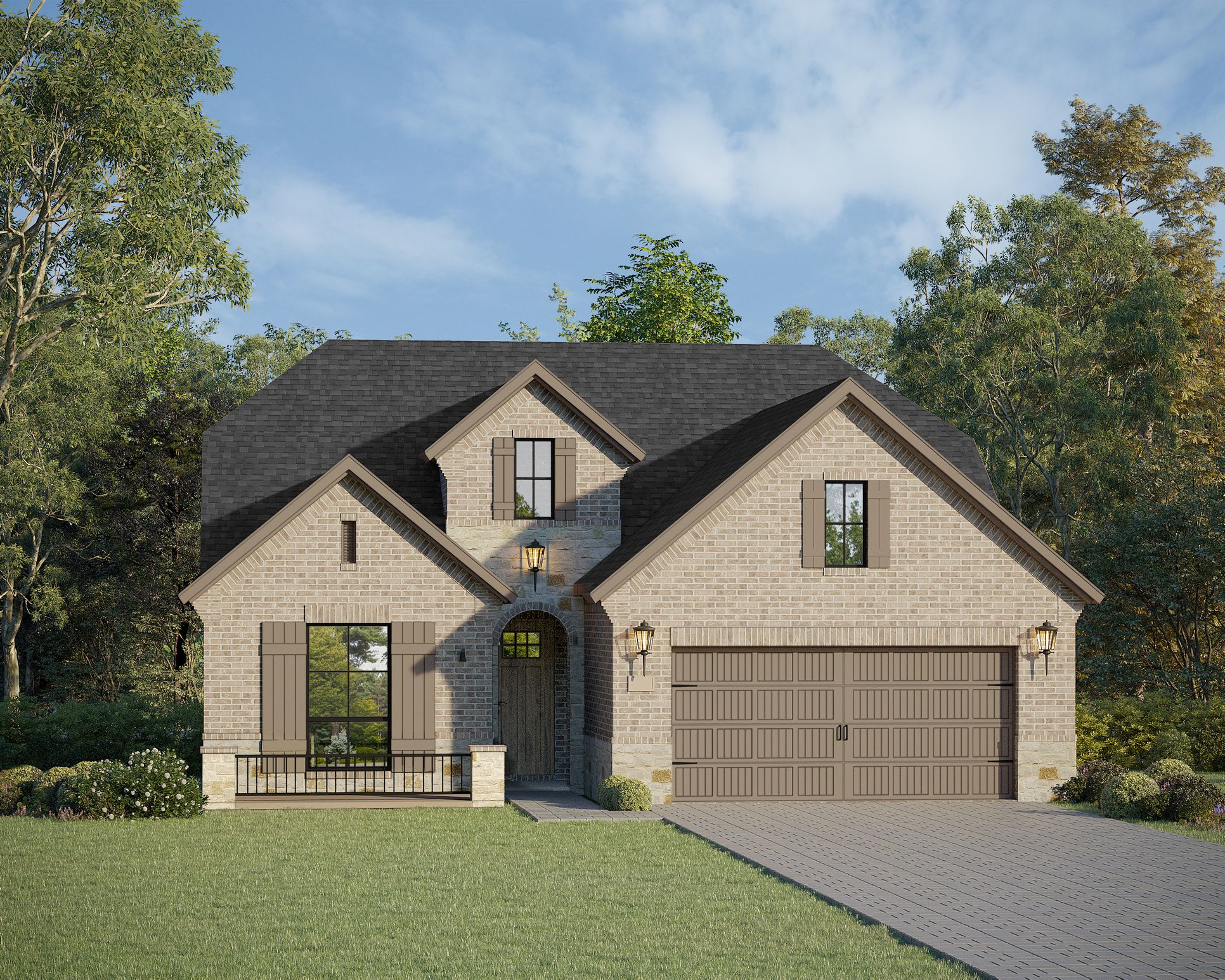 Exterior:Plan 1544 Elevation A w/ Stone
