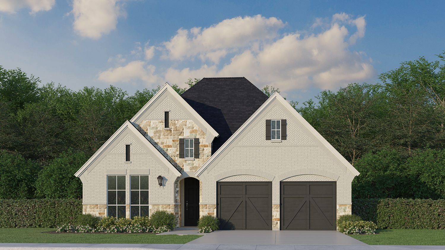 Exterior:Plan 1120 Elevation D w/ Stone