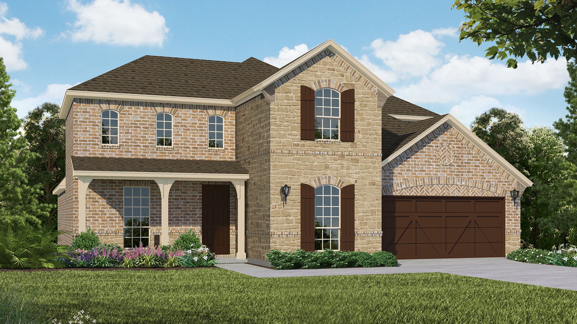 Exterior:Plan 1689 Elevation C with Stone by American Legend Homes