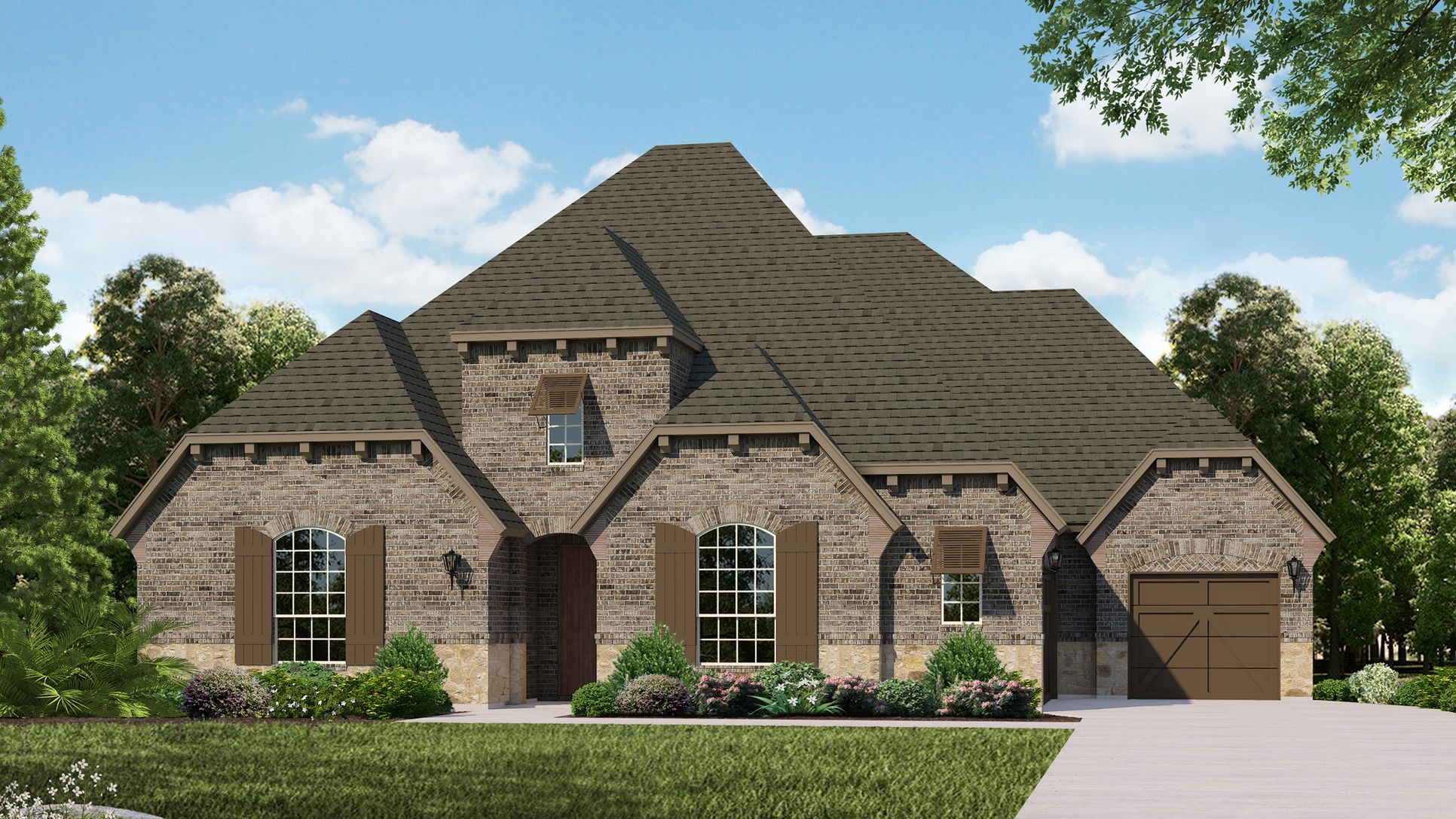 Exterior:826 Elevation B with Stone