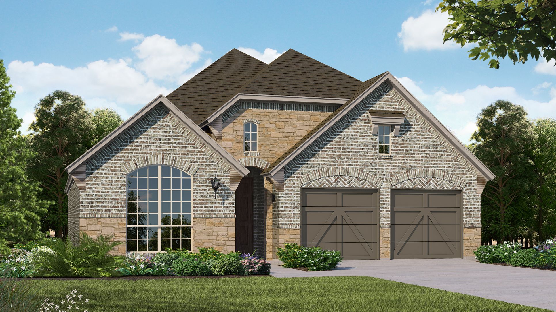 Exterior:Plan 1120 Elevation C with Stone