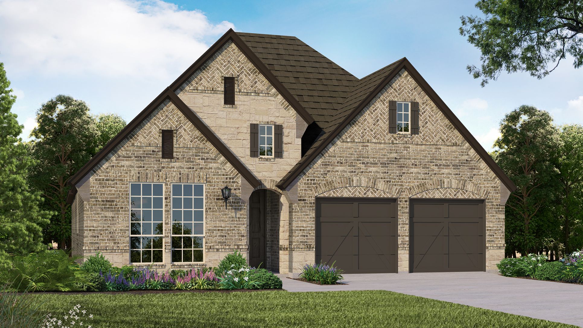 Exterior:Plan 1120 Elevation D with Stone