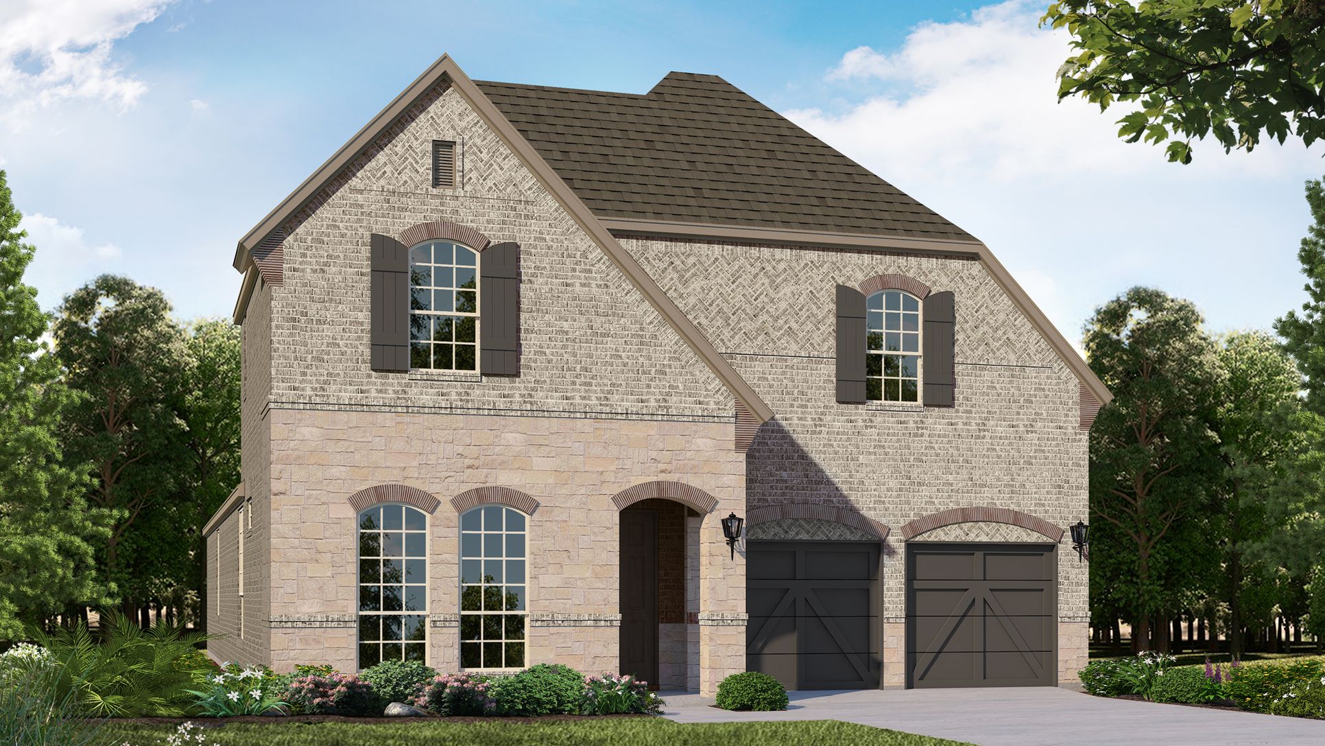 Exterior:Plan 1167 Elevation D with Stone