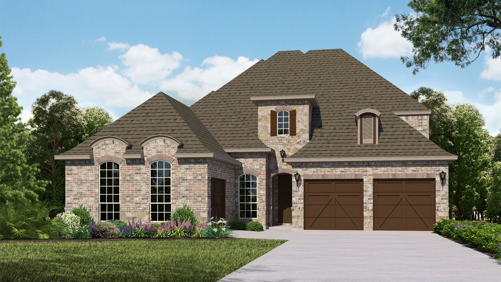 Exterior:Plan 1636 Elevation C with Stone