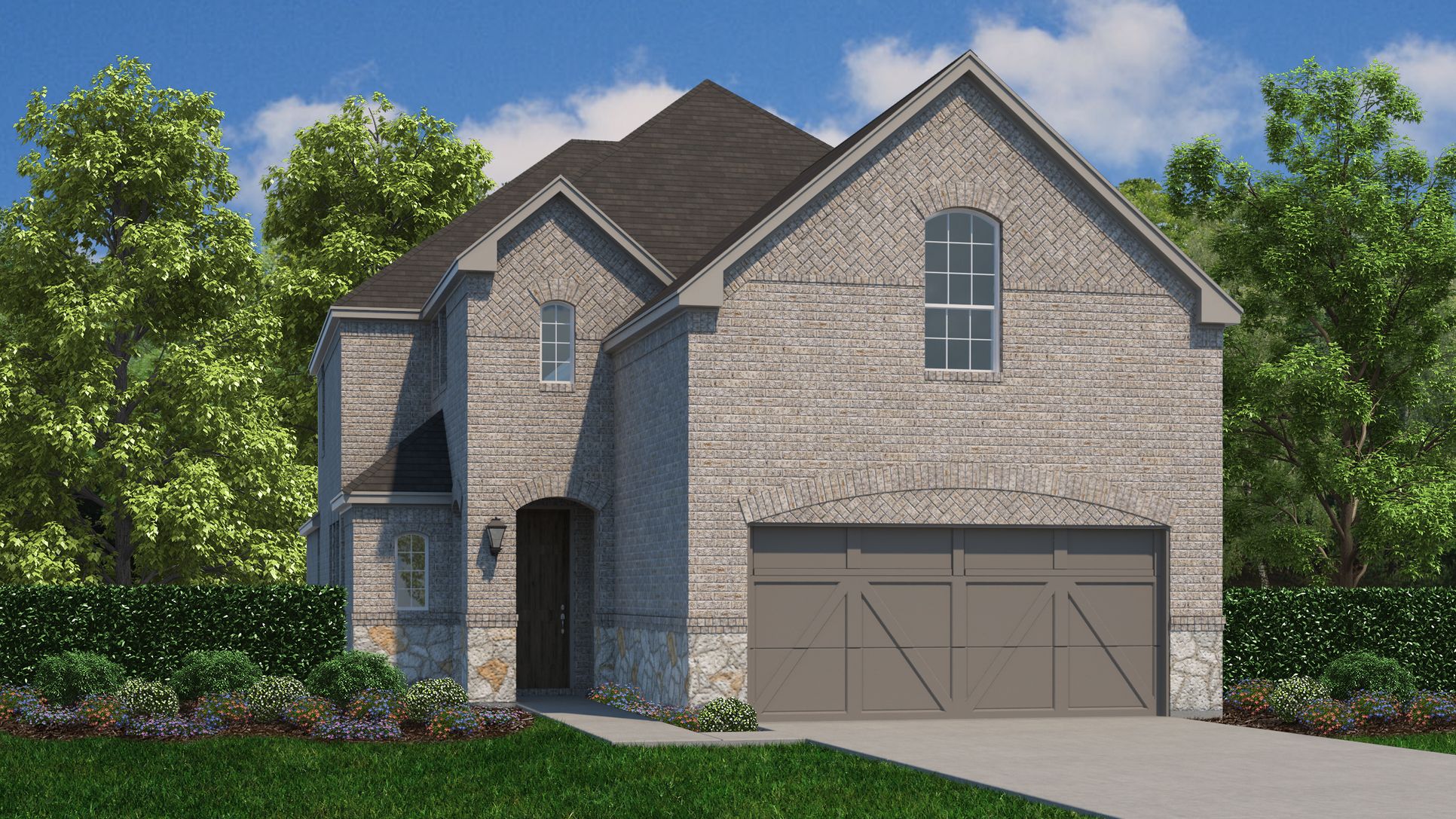 Exterior:Plan 1185 Elevation A with Stone
