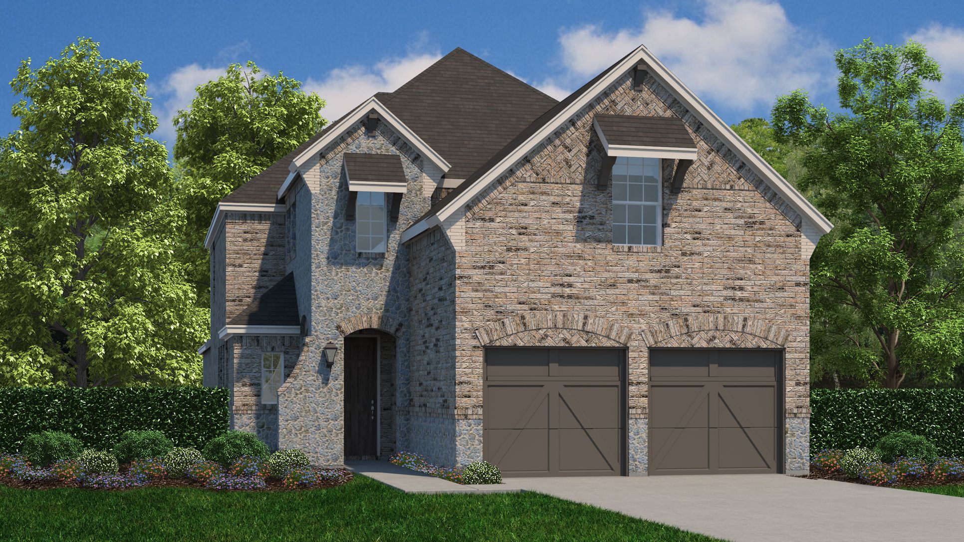 Exterior:Plan 1185 Elevation C with Stone