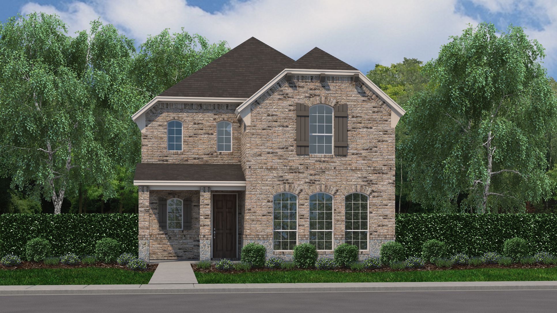 Exterior:Plan 1406 Elevation A with Stone