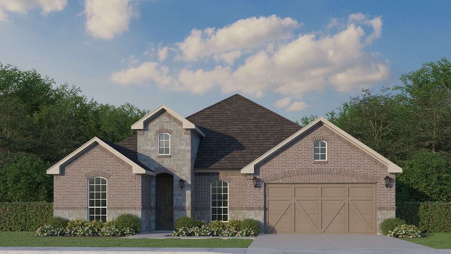 Exterior:Plan 1688 Elevation A with Stone