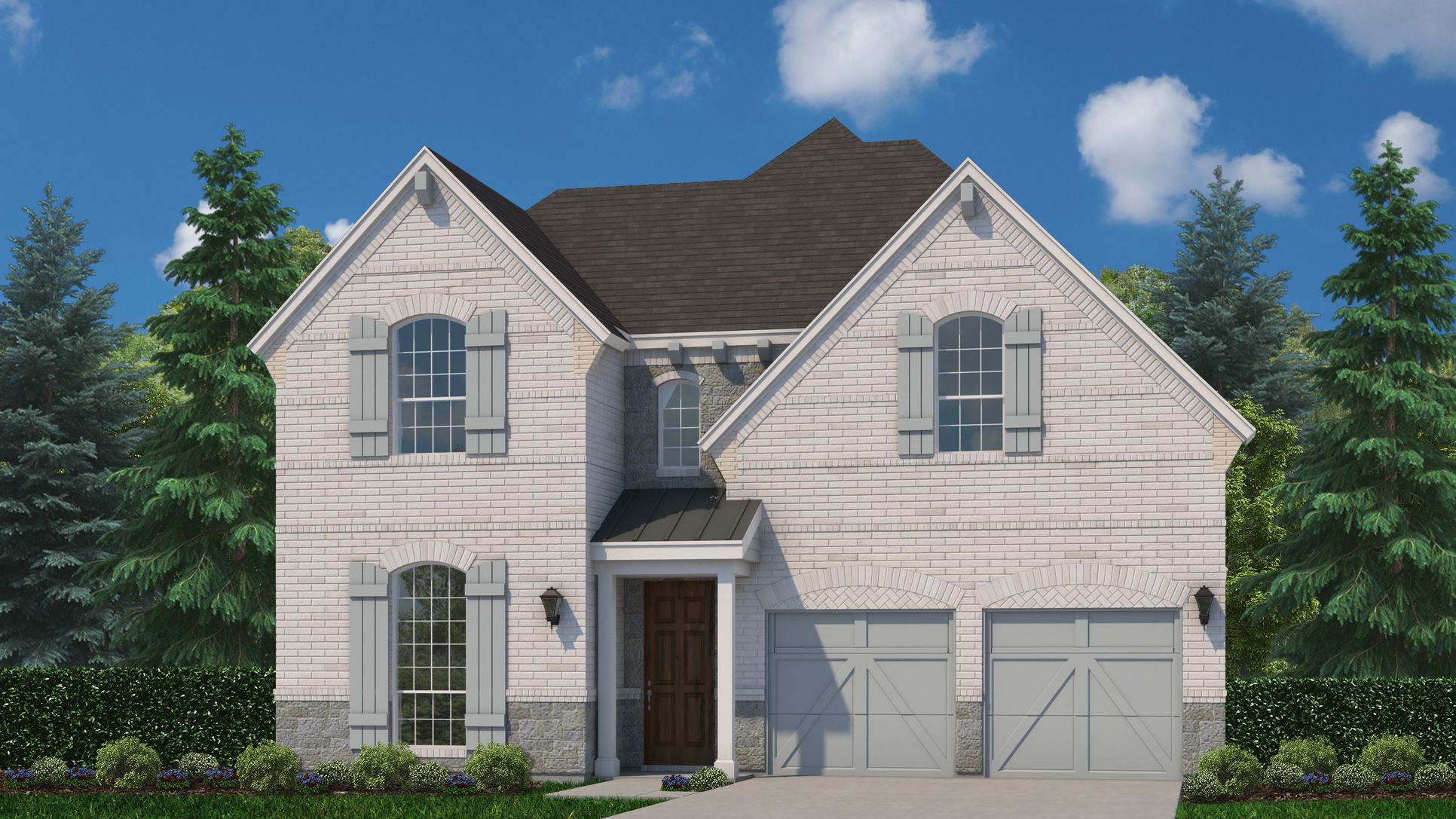 Exterior:Plan 1137 Elevation C with Stone