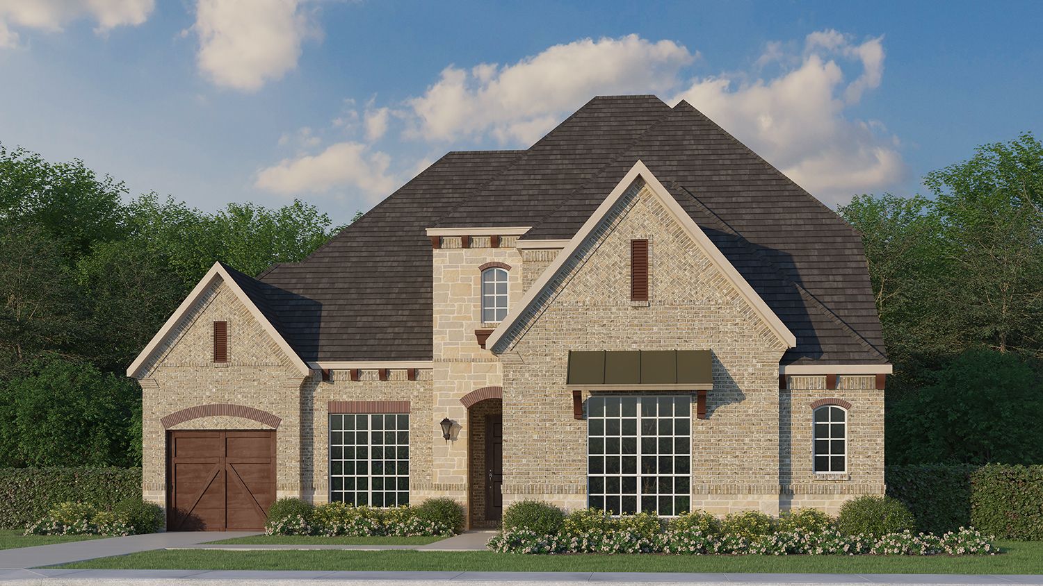 Exterior:Plan 634 Elevation C with Stone