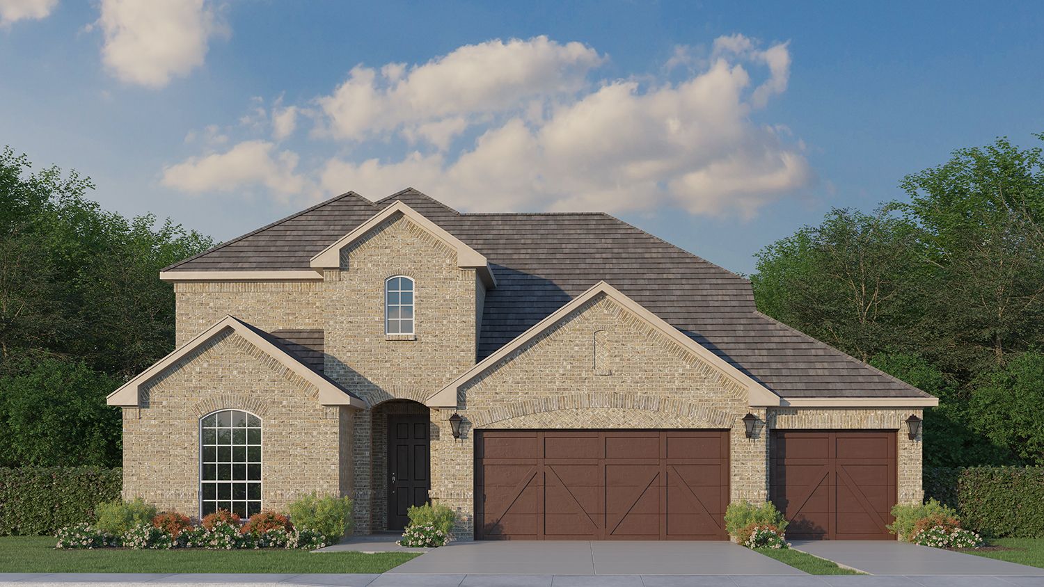 Exterior:Plan 1525 Elevation A 3-Car by American Legend Homes