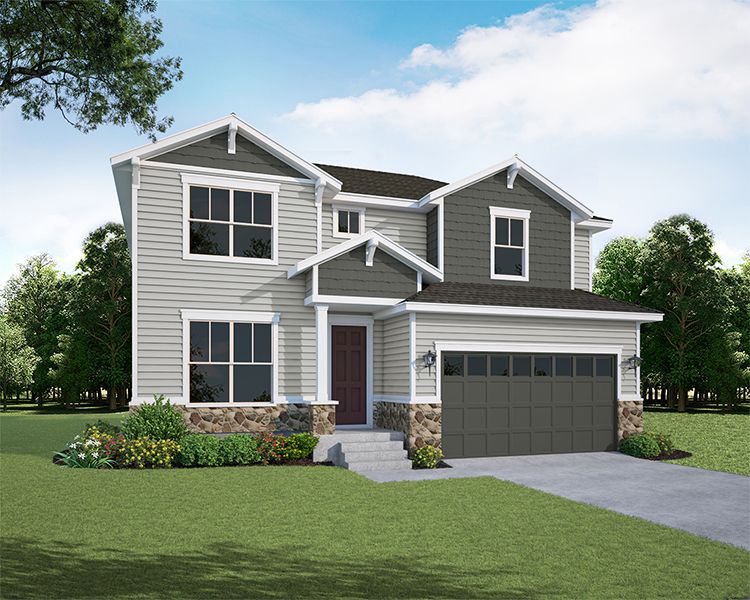 Exterior:Plan C412 Elevation A w/ Stone