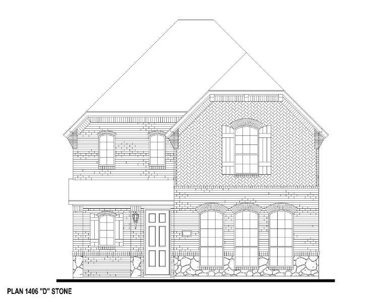 Exterior:Plan 1406 Elevation D w/ Stone