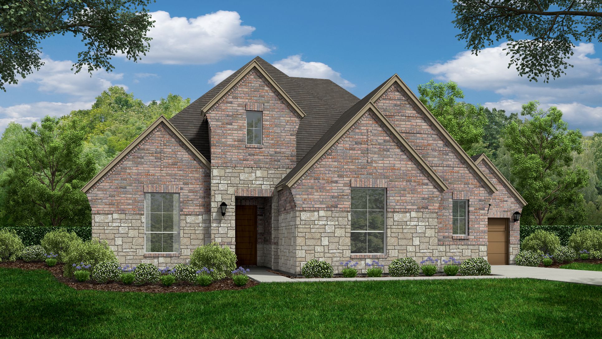 Exterior:Plan 815 Elevation D with Stone
