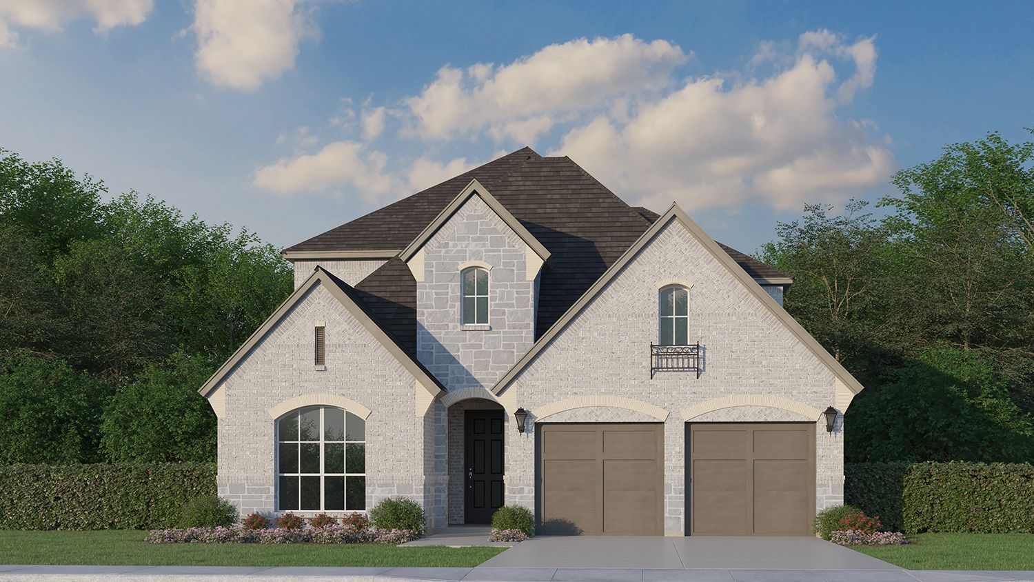 Exterior:Plan 1571 Elevation A with Stone