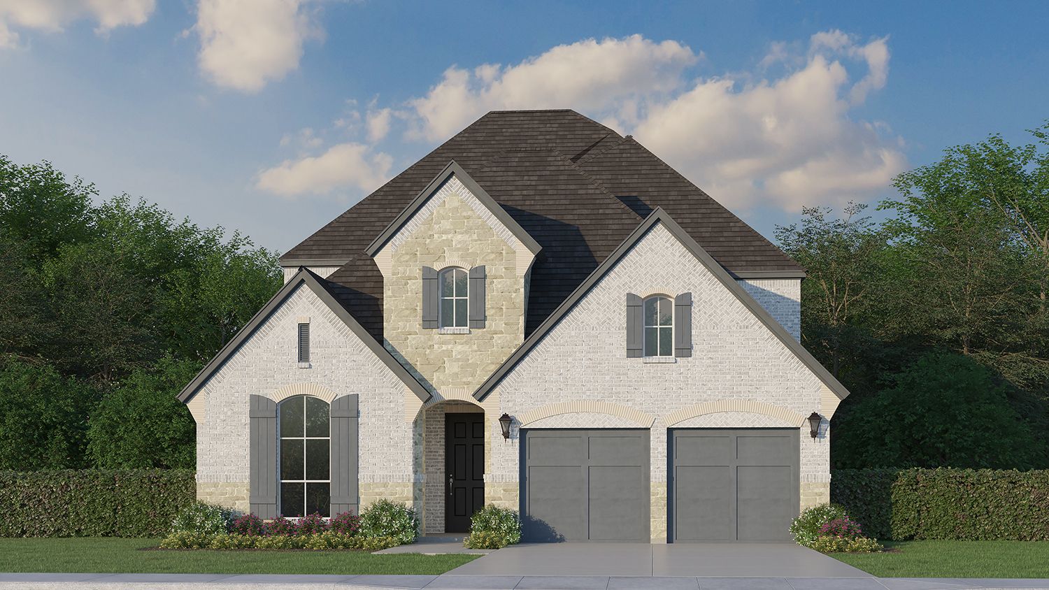 Exterior:Plan 1572 Elevation A w/ Stone
