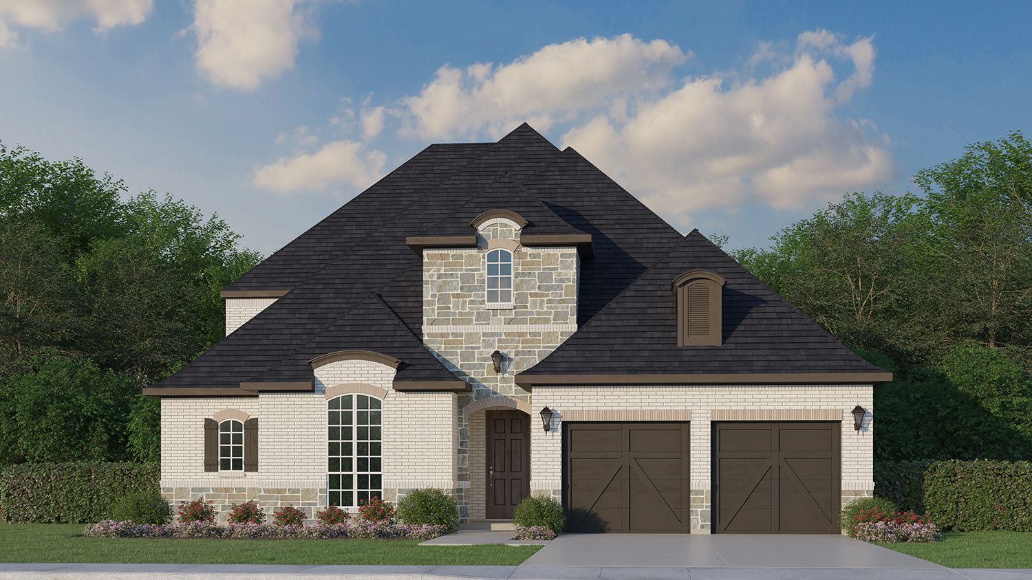 Exterior:Plan 1635 Elevation C with Stone