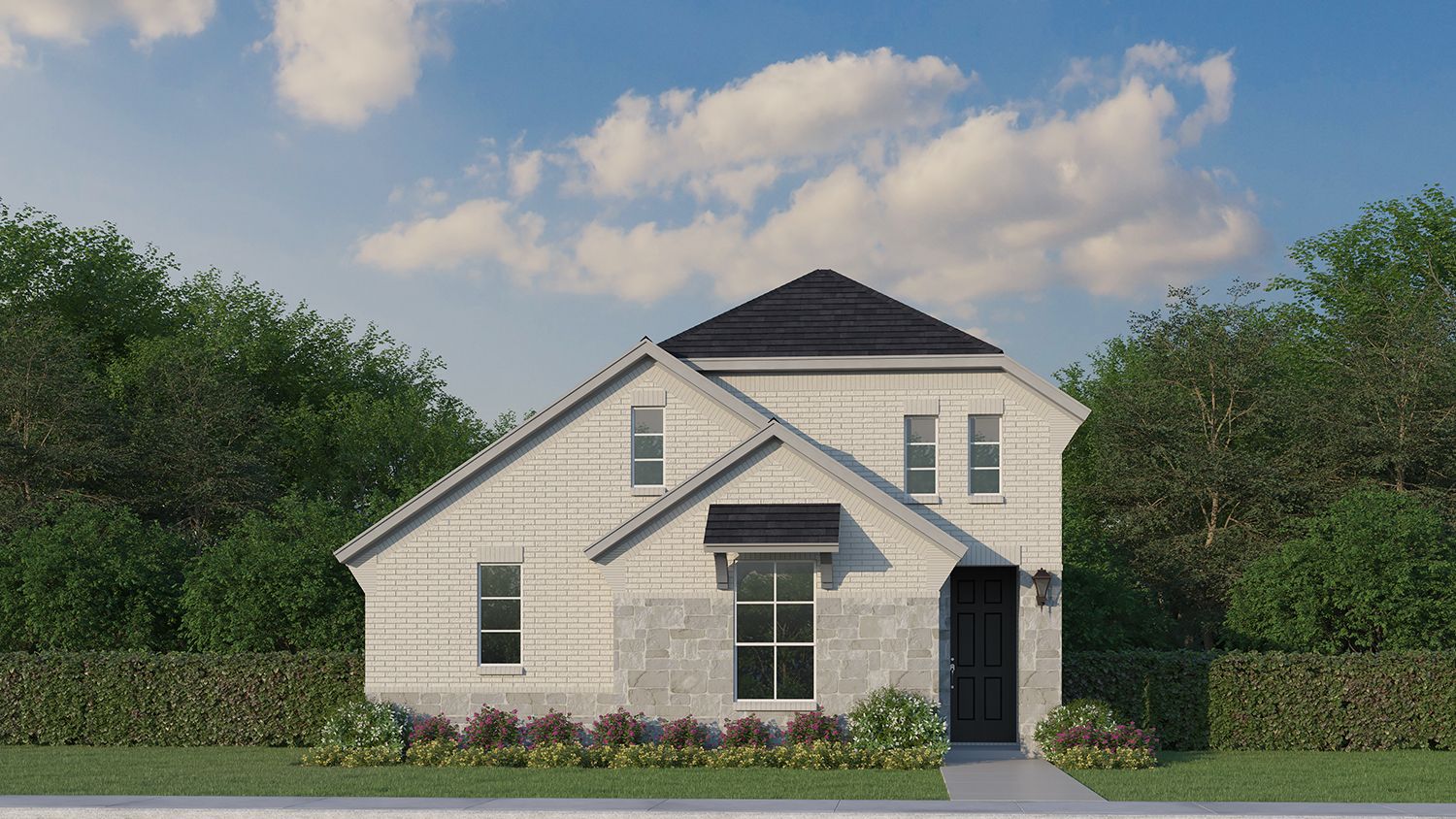 Exterior:Plan 1452 Elevation D w/ Stone