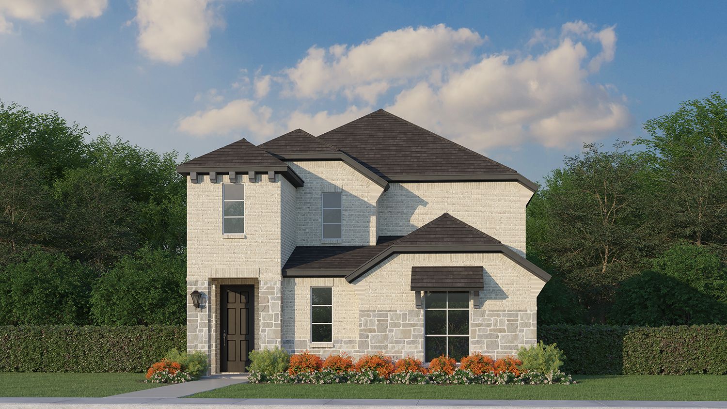 Exterior:Plan 1453 Elevation D w/ Stone