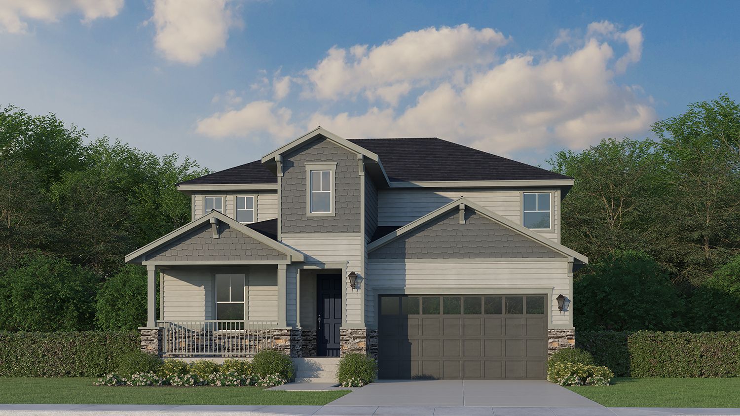 Exterior:Plan V433 Elevation A w/ stone