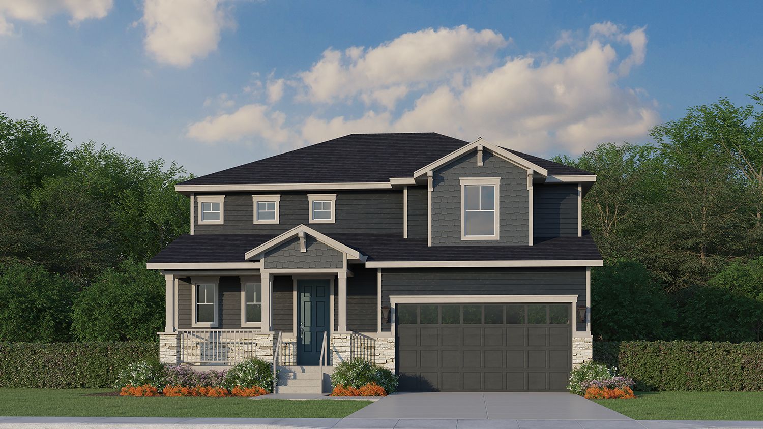 Exterior:Plan V434 Elevation A w/ stone