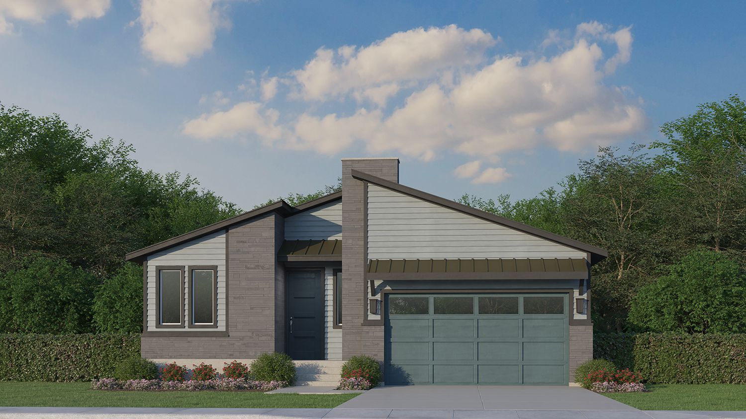 Exterior:Plan C417 Elevation C w/ Stone