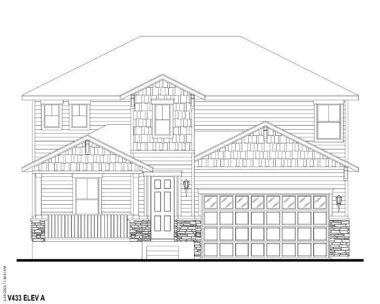 Exterior:Plan V433 Elevation A w/ Stone