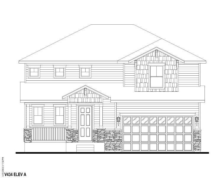 Exterior:Plan V434 Elevation A w/ Stone