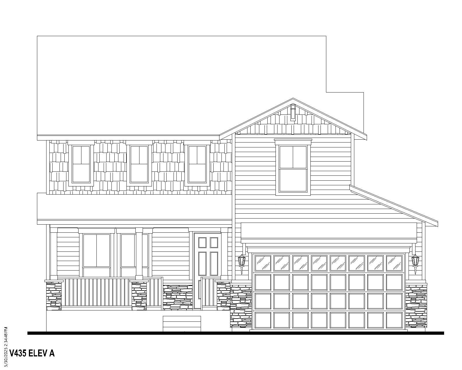 Exterior:Plan V435 Elevation A w/ Stone