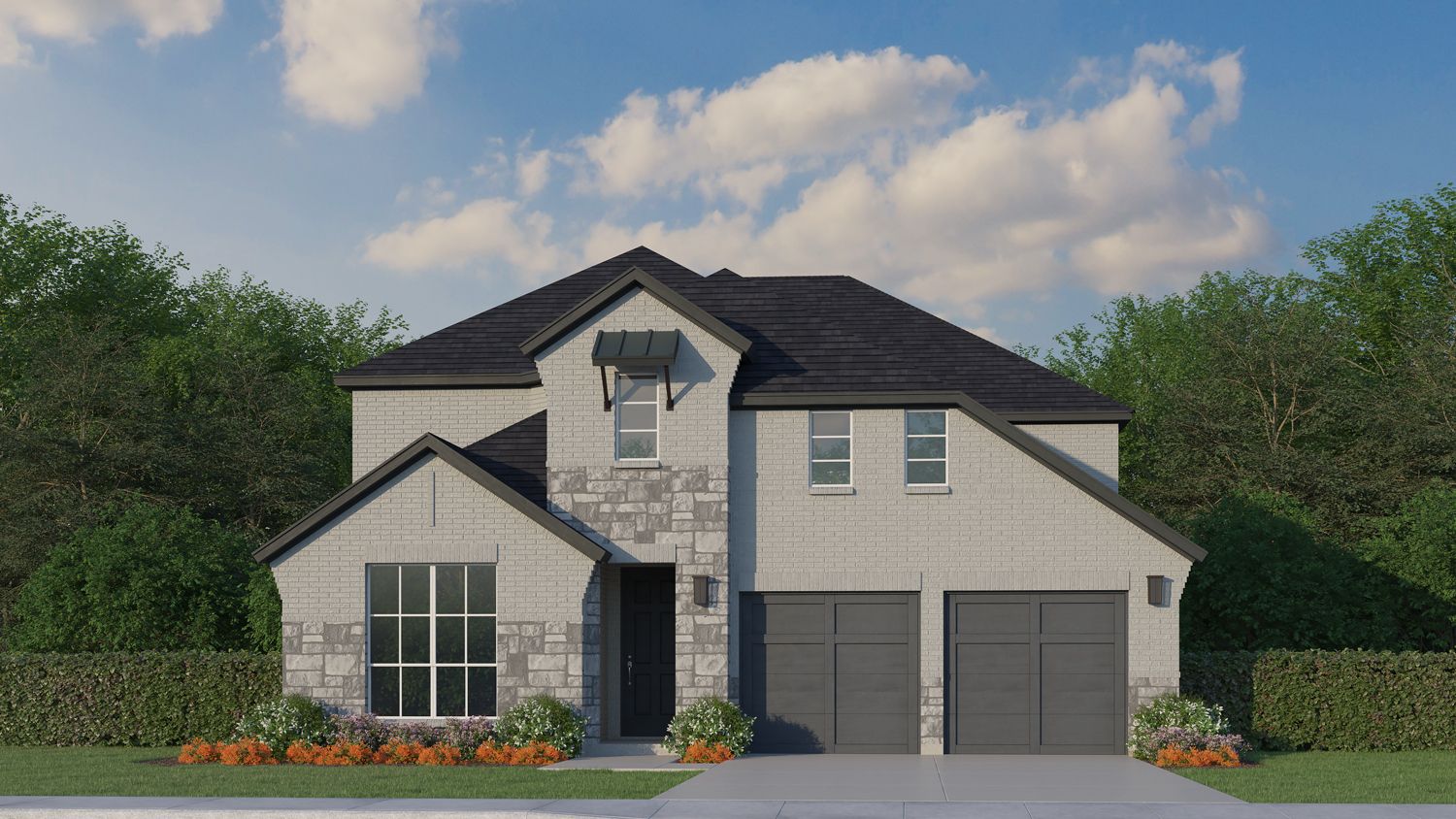 Exterior:Plan 1534 Elevation C with Stone