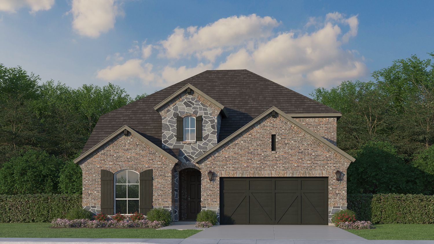 Exterior:Plan 1531 Elevation A with Stone