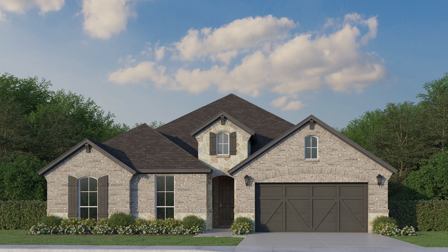 Exterior:Plan 1683 Elevation A with Stone