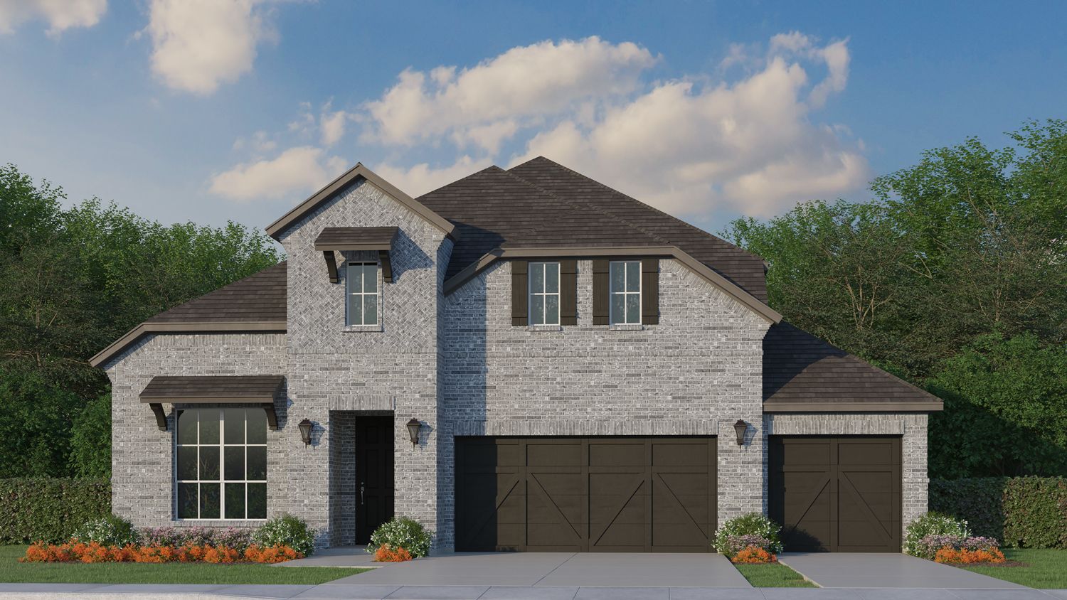 Exterior:Plan 1536 Elevation B with 3rd Car Garage