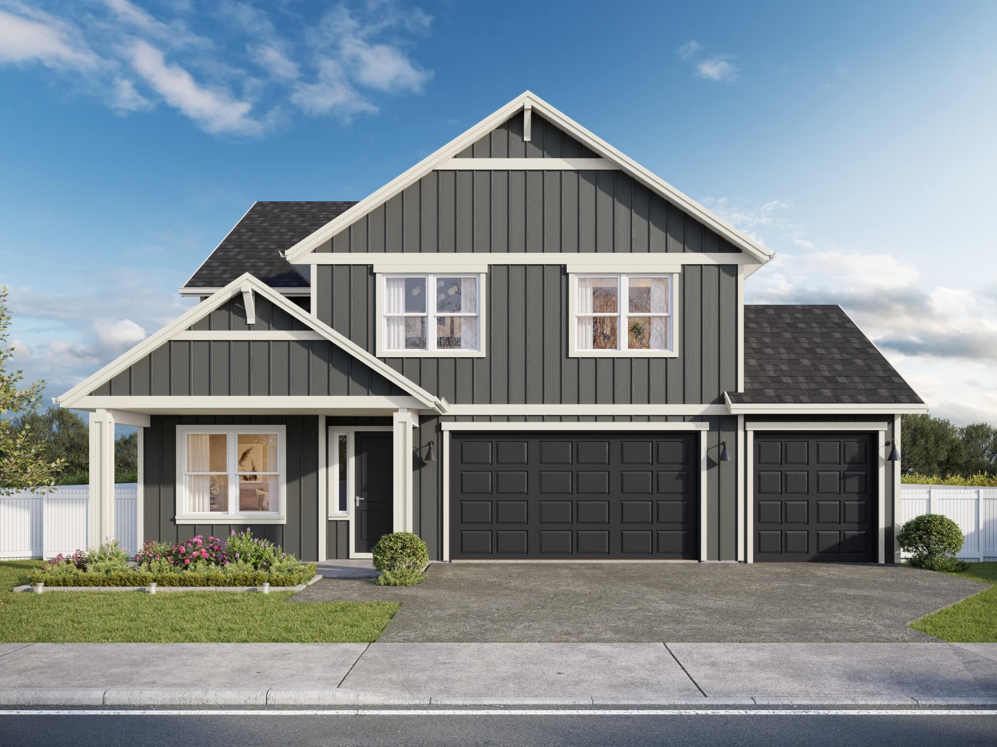 Farmhouse with 3-car garage:The Gunnison