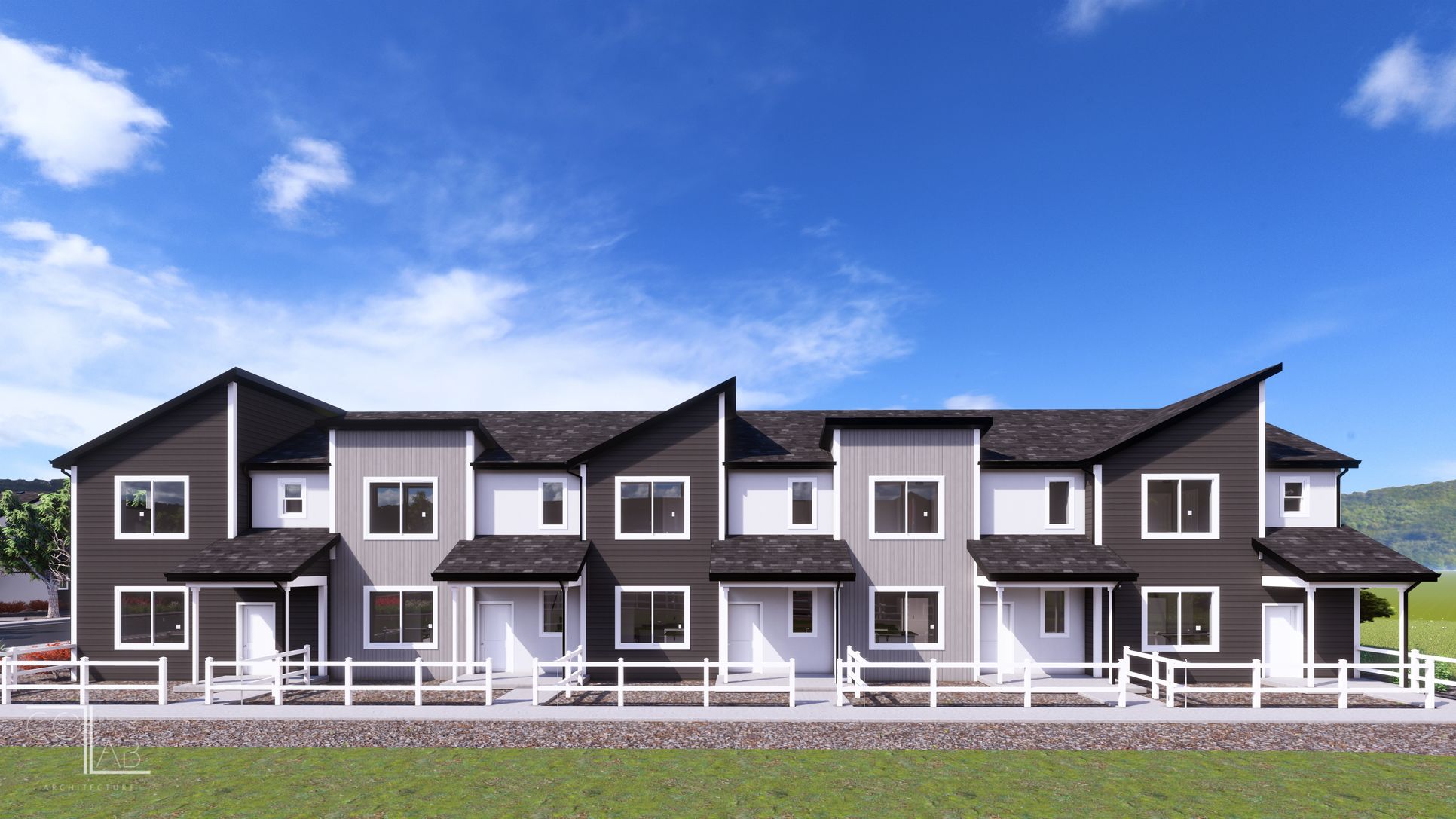 Exterior Townhome Rendering:812 - Silvercliff Transitional Exterior Elevation