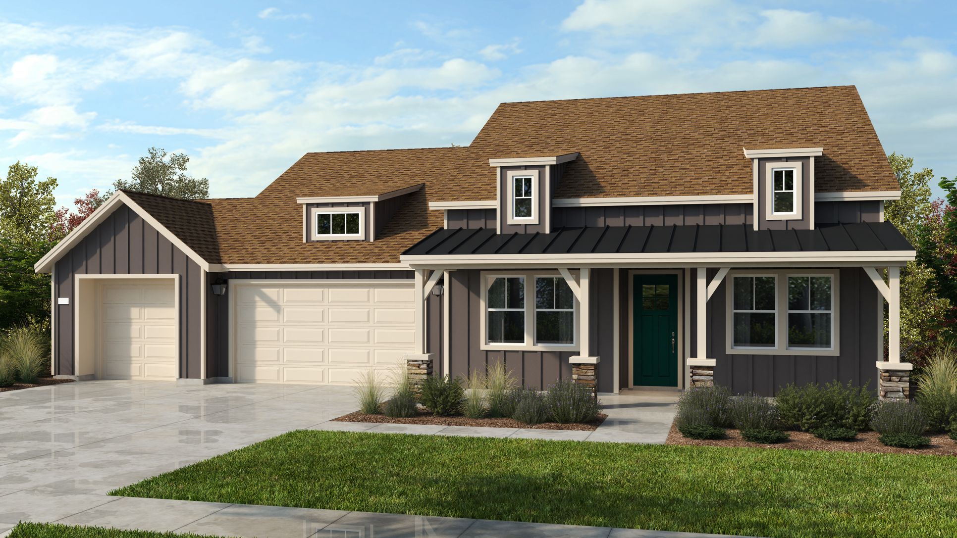 Elevation B: 3-Car Garage