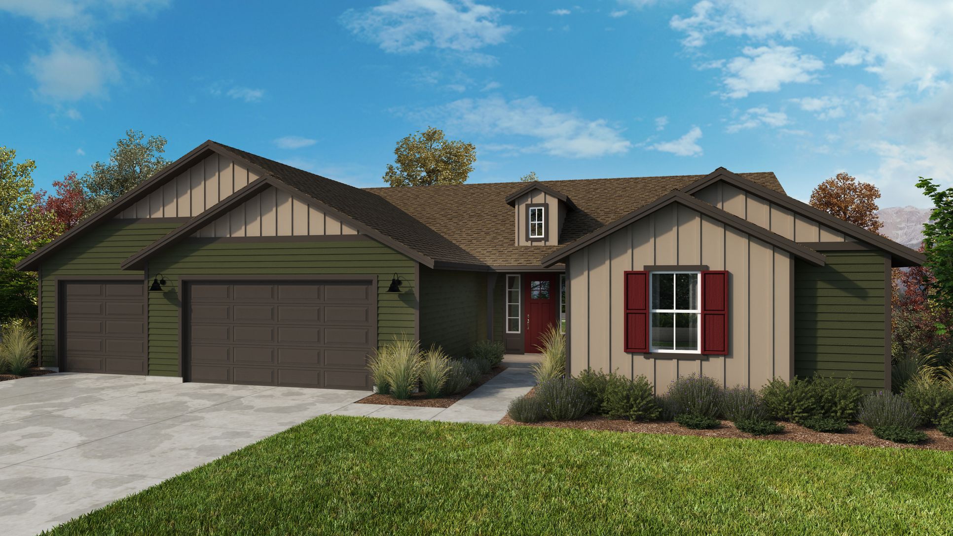 Elevation A: 3-Car Garage