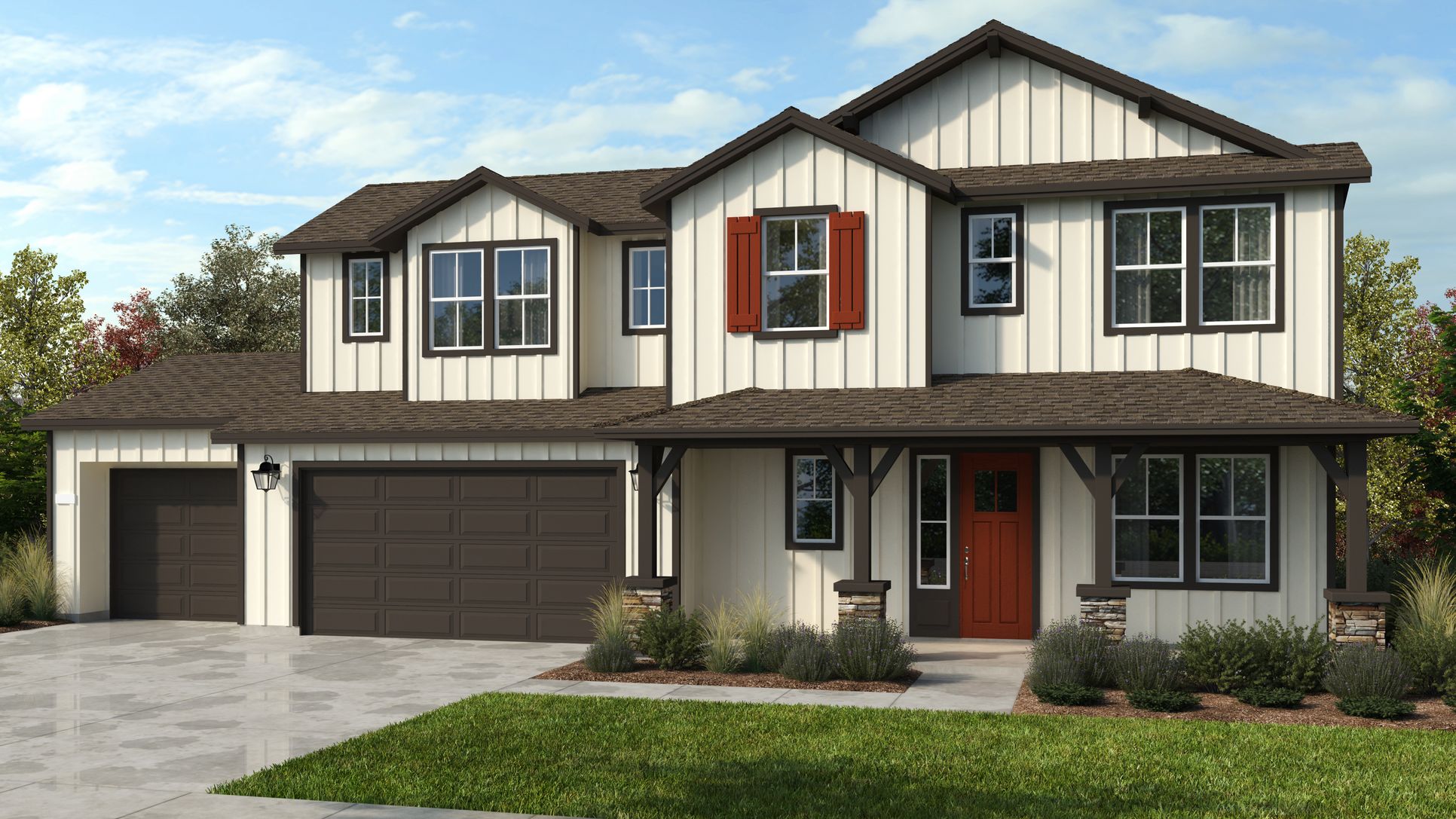 Elevation B with Bonus Room: 3-Car Garage