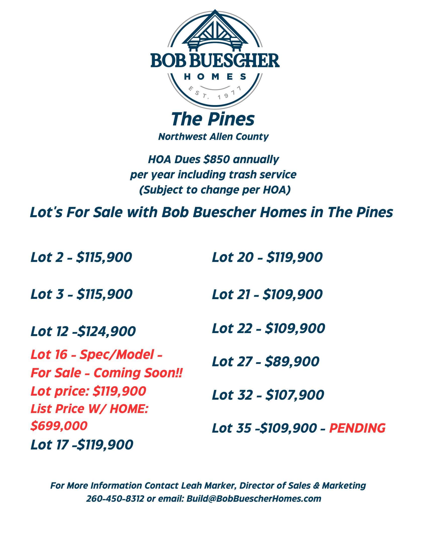 The Pines Communities Bob Buescher Homes,46703