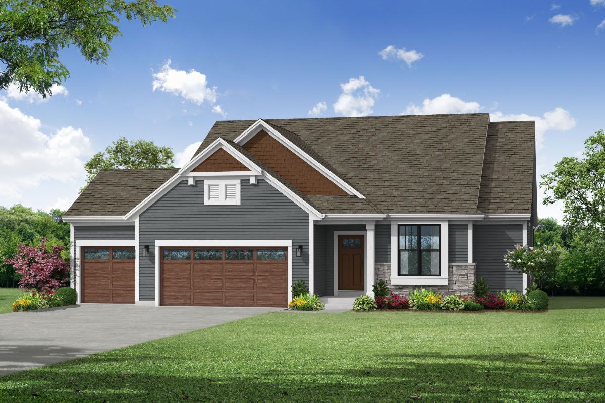 The Lauren, Plan 1670 - Arts and Crafts Style w/3-car Garage