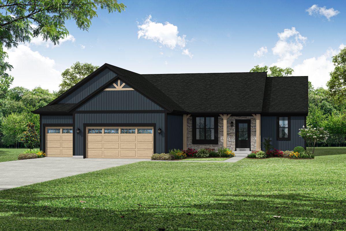 The Sophia, Plan 1665 - Americana Style w/3-Car Garage
