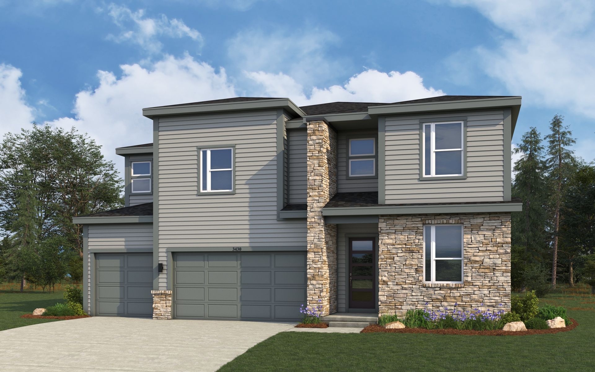 Modern Residential Single-Family Home Design and Architecture:Elevation CT