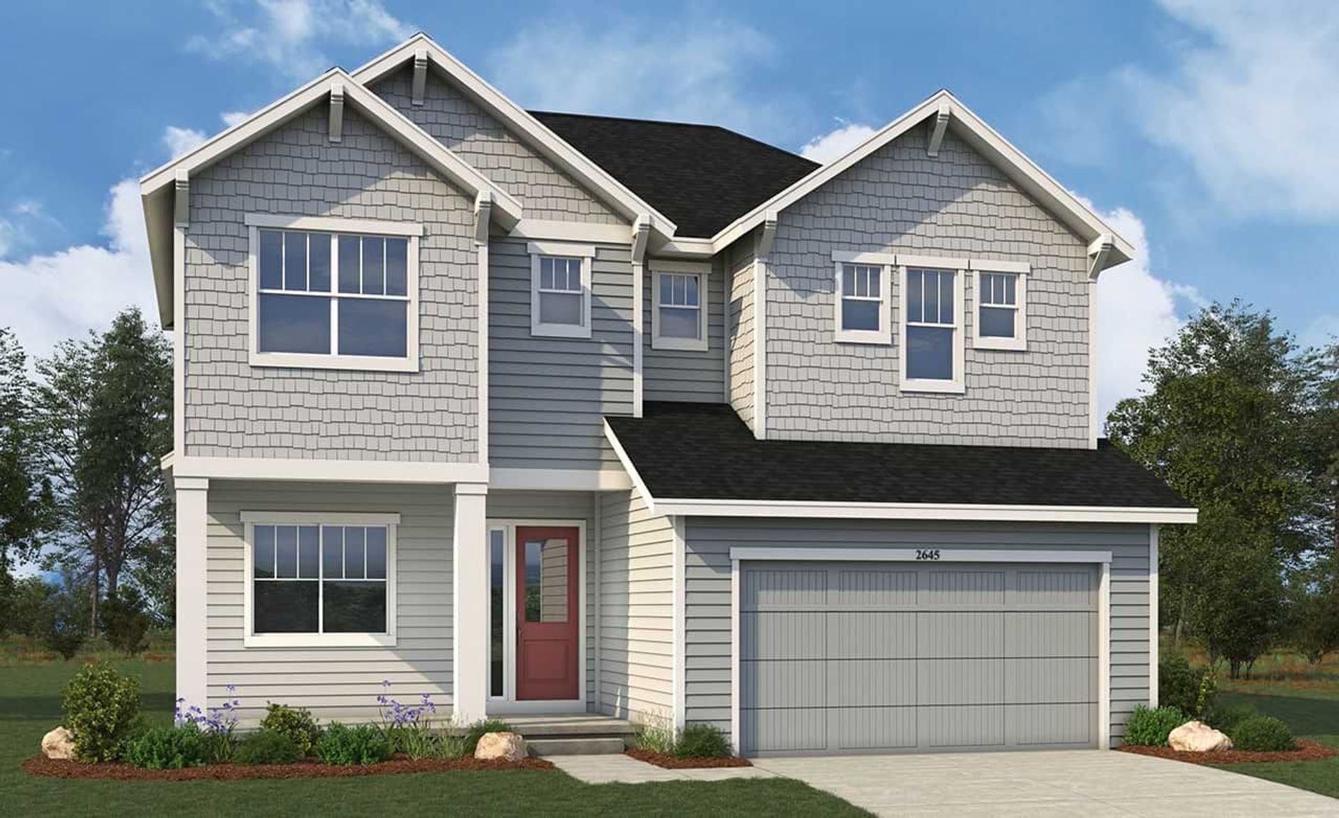 Stylish single-family home design showcasing residential architecture.:Craftsman Elevation