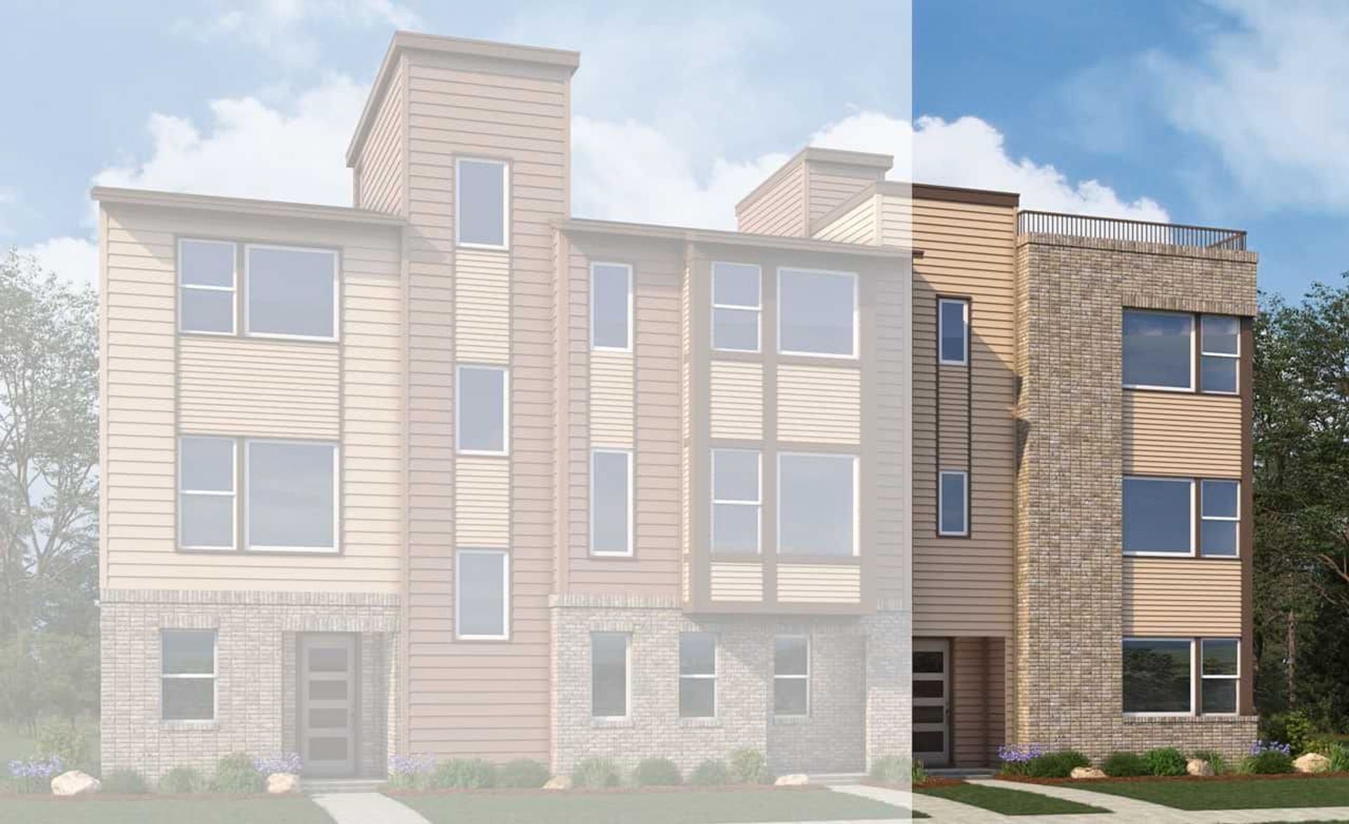 Residential Single-Family Home Design and Architecture:3-Unit Elevation